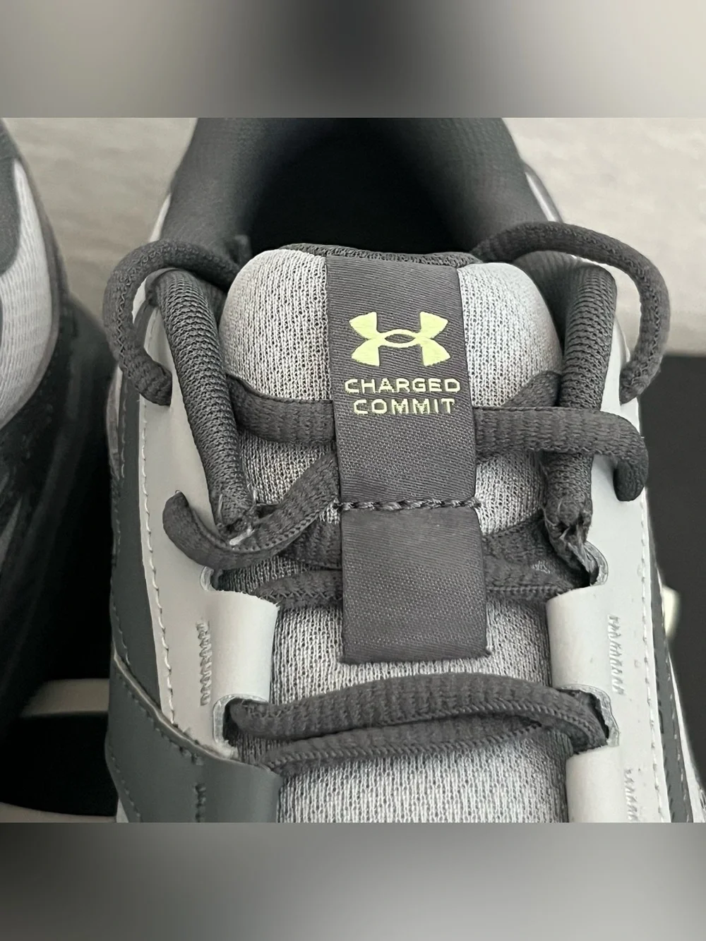 Under Armour Charged Commit TR 5 Gray & Neon Lime Athletic Shoes